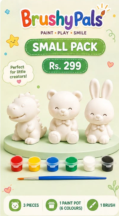 BrushyPals Mini Starter Pack – 3-Piece DIY Painting Kit