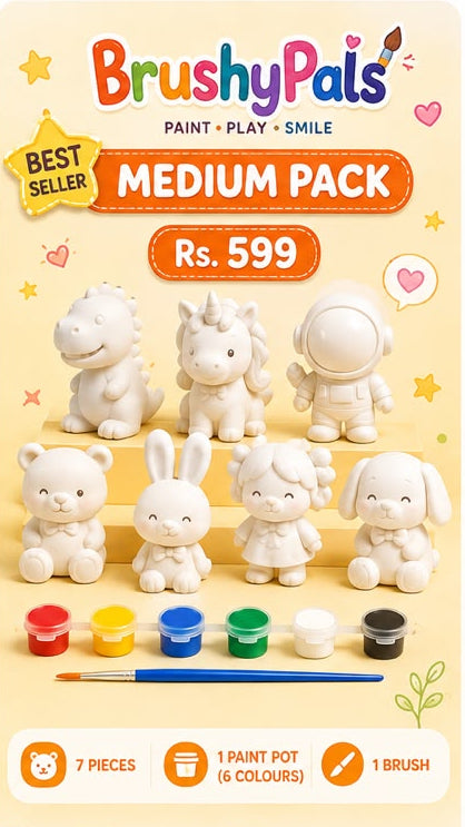 Medium BrushyPals Creative Mix – 7-Piece DIY Painting Kit